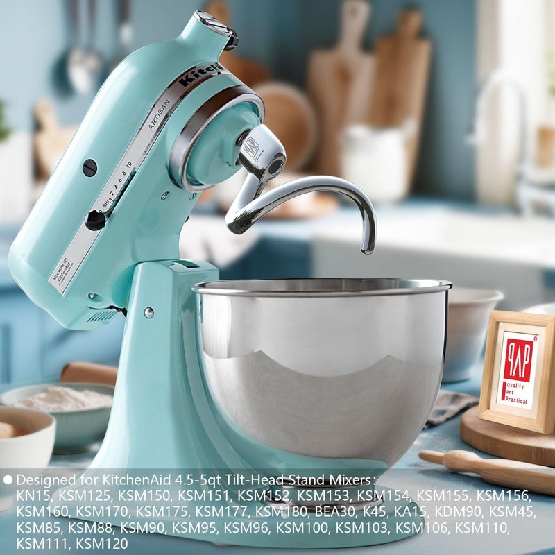 qAp quality art Practical Stainless Steel Spiral Dough Hook Replacement for KitchenAid 4.5QT & 5QT Bowl Tilt-Head Stand Mixers, Rustproof & Easy Clean, Efficient Kneading for Bread, Pizza, Pasta, Cookies - Image 2